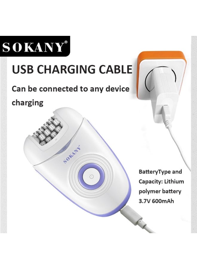 sokany Epilator,Facial Hair Removal for Women, Wet and Dry Cordless Hair Removal Epilator for Legs and Body with 3 Accessories Opti Light - Image 4